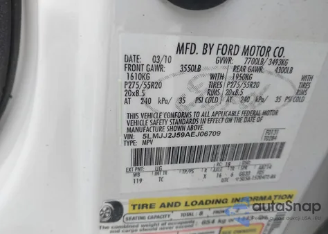 2010 Lincoln Navigator from USA, damaged, VIN 5LMJJ2J59AEJ06709